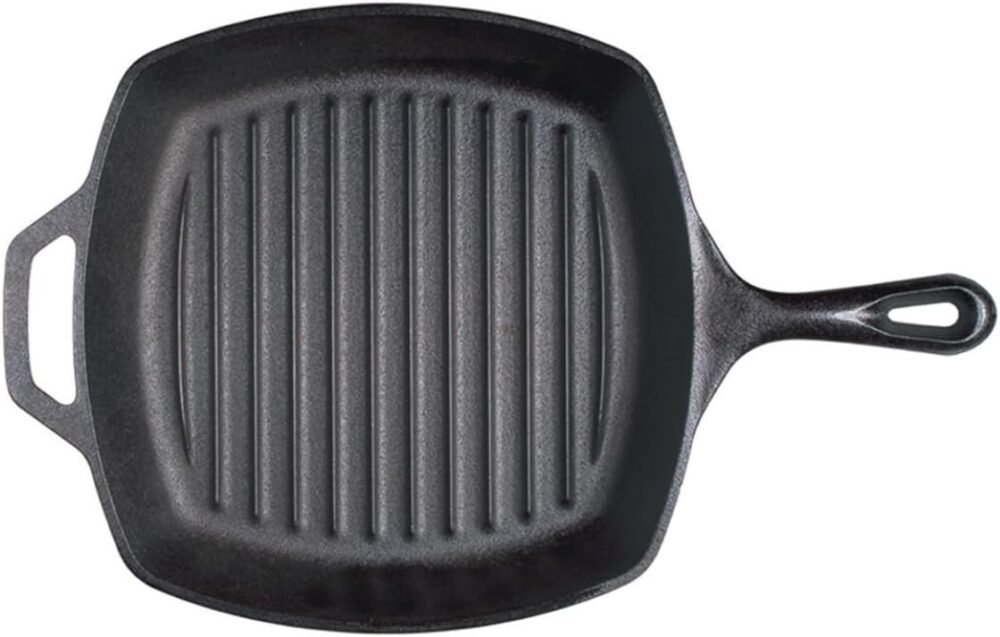 Cast Iron Square Grill Pan, Pre-Seasoned, 10.5-inch