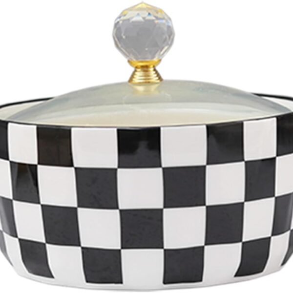 Ceramic Soup Tureen with Glass Lid Porcelain Serving Soup Tureen Large Capacity Ceramic Serving Soup Bowl with Handle White Porcelain for Restaurant Home Kitchen Decoration,Light Black