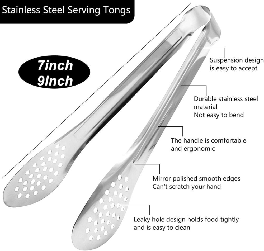 6 Pack Buffet Tongs,Stainless Steel Serving Tongs Serving Utensils 7Inch - Image 2