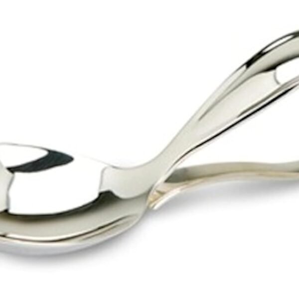 Sterling Silver Bent Curved Baby Feeding Spoon - Premium Quality Food Grade Standard .925 Solid Sterling Silver Spoon - Engravable Gift for Baby with a Beautiful Gift Box
