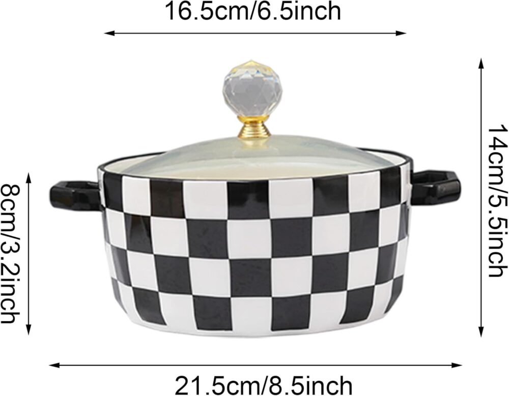 Ceramic Soup Tureen with Glass Lid Porcelain Serving Soup Tureen Large Capacity Ceramic Serving Soup Bowl with Handle White Porcelain for Restaurant Home Kitchen Decoration,Light Black - Image 2