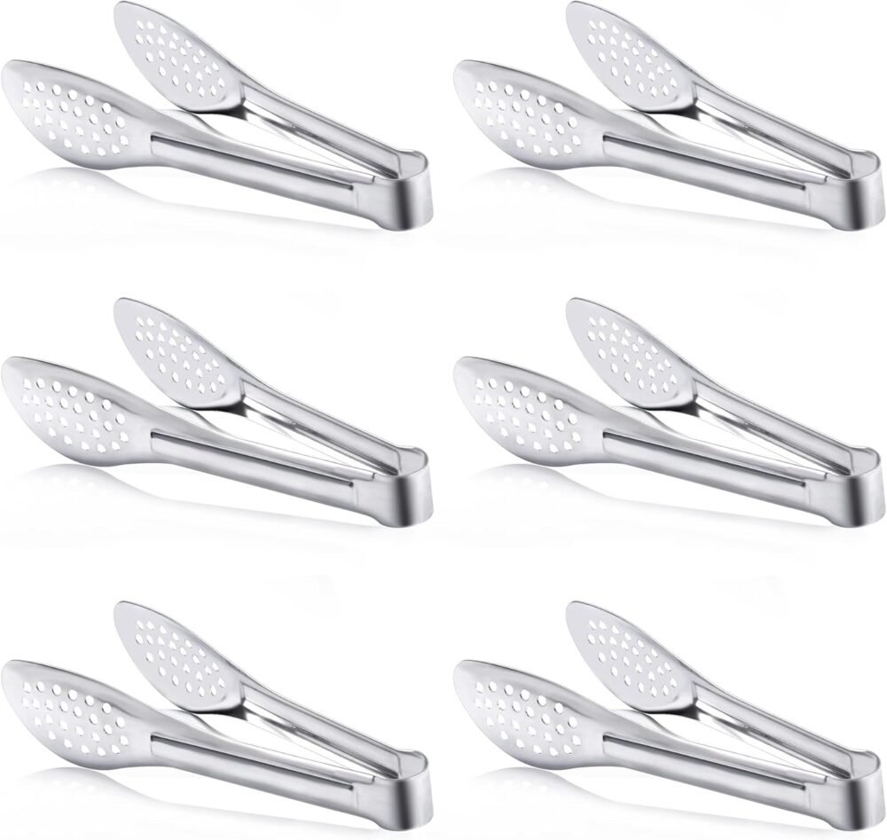 6 Pack Buffet Tongs,Stainless Steel Serving Tongs Serving Utensils 7Inch