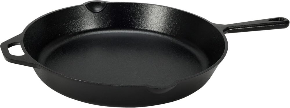 Pre-Seasoned Cast Iron Skillet, Heavy-Duty & Large, 15-Inch, Black