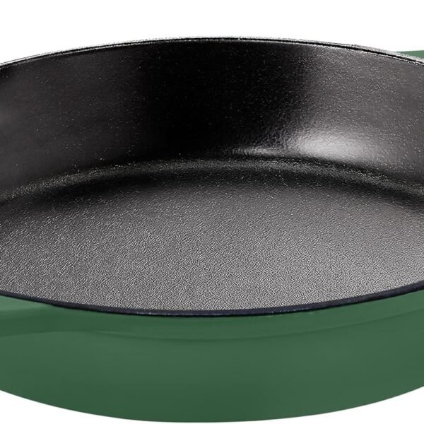 Saute Fry Pan - Chefs Pan, Pre-Seasoned Cast Iron Skillet - Frying Pan 12 Inch - Safe Grill Cookware for Indoor & Outdoor Use - Cast Iron Pan - Cooking Gift for Men & Women (Green)
