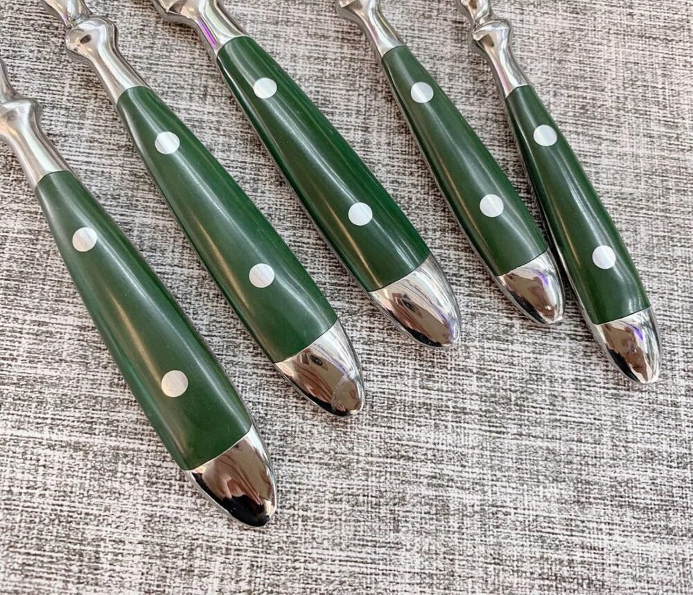 Green Silverware Set for 4 Durable 18/10 Stainless Steel Flatware sets Cutlery Utensi Sets Flatware Wedding Mirror Polished Classical Retro Steak Tableware Spoon Fork Knife set 20pcs - Image 2
